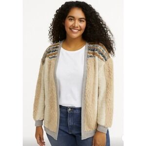 Anthropologie Amadi Chaparra Cardigan Aztec Print Beige Women's L